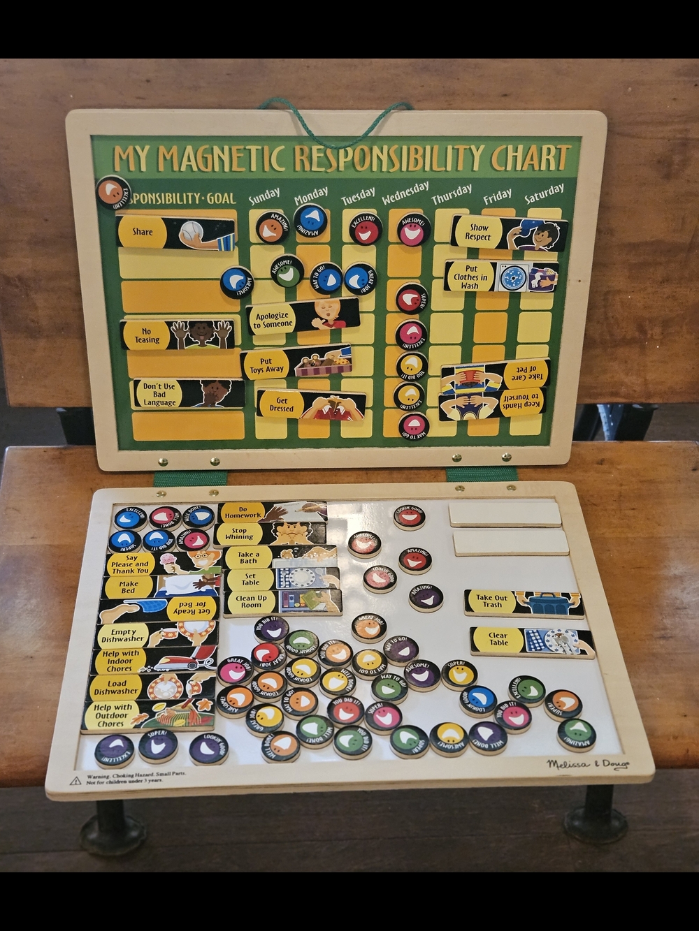 Melissa & Doug Magnetic Responsibility Chart - Green, Yellow, Blue, Red, Black